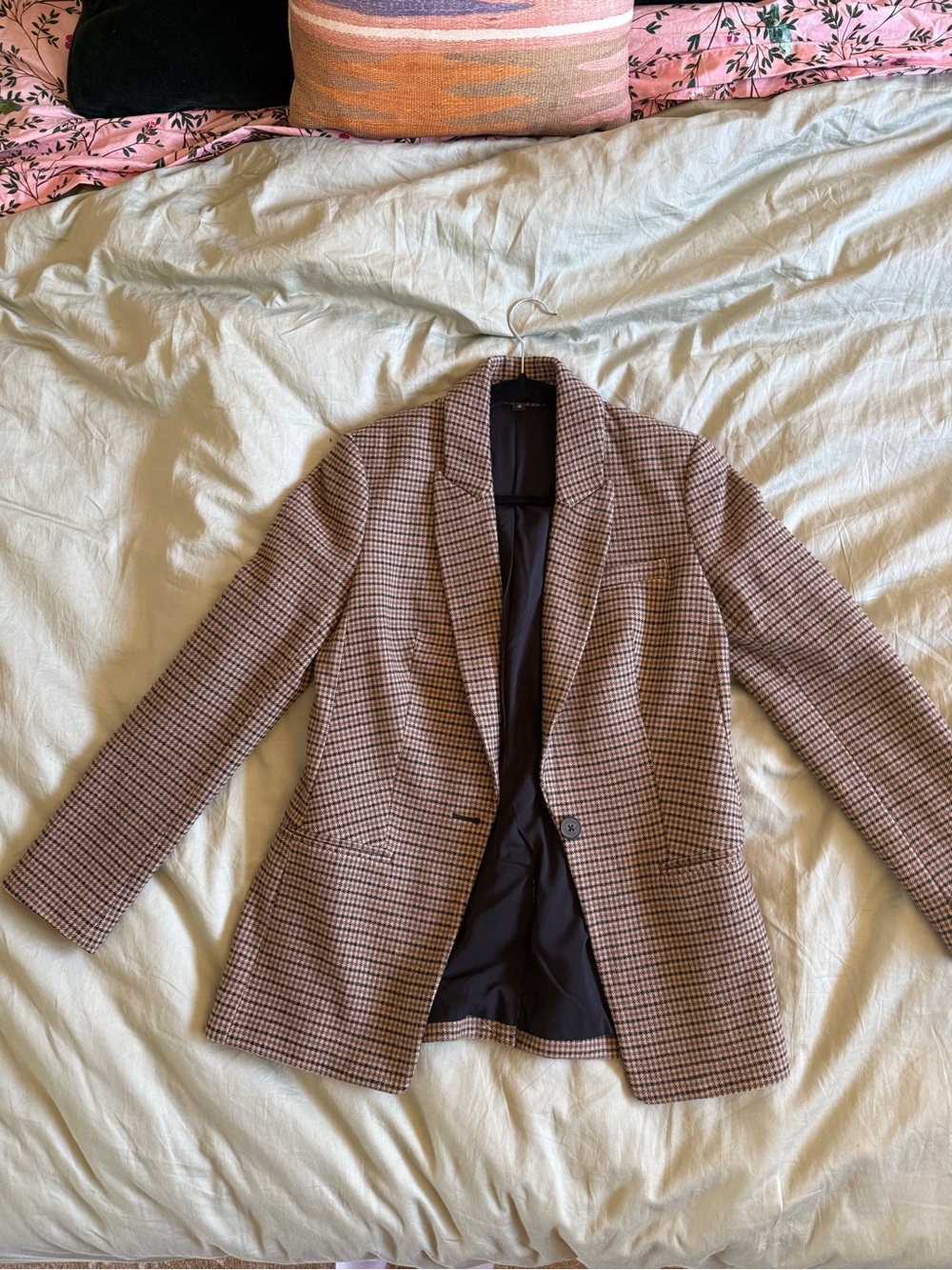 Express Tailored Houndstooth Blazer XS | Taupe & Black Career Jacket